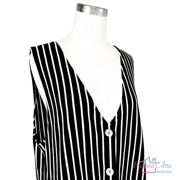 Jones New York women's black & white stripped cotton pant and blouse Size L - Picture 6 of 13